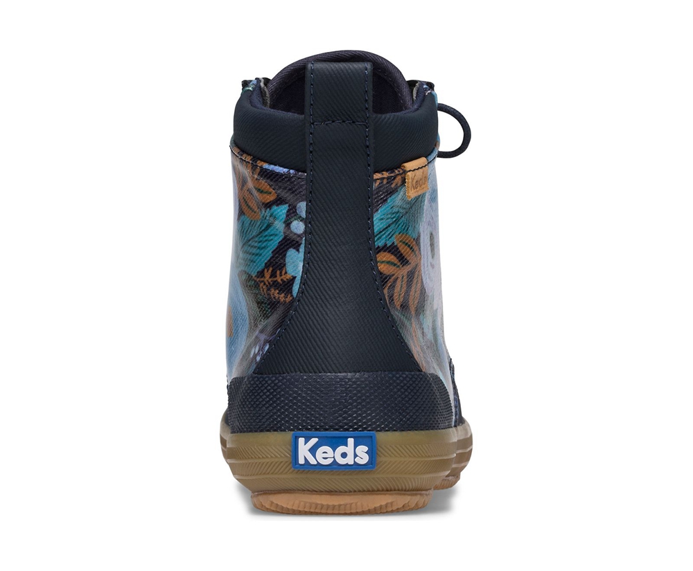 Womens Keds Boots - Rifle Paper Co. Scout Water-Resistant Garden Party - Navy - 5402-UIGXJ